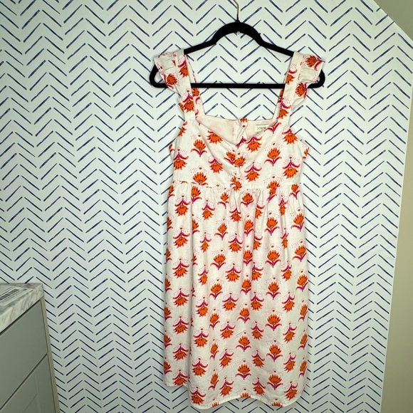 J.Crew Linen Dress Ruffle Straps Loose Fit Size 2 - Picture 1 of 9